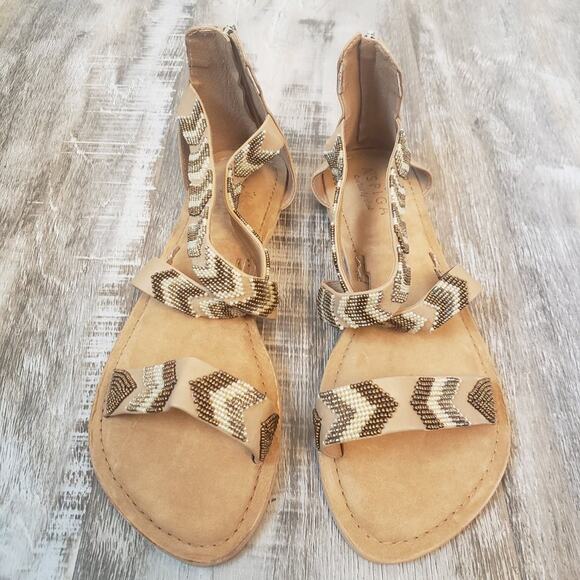 Aspiga Hand Crafted Women's Tan Carrie Beaded Sandals Size 8.5 (40) - Picture 4 of 8